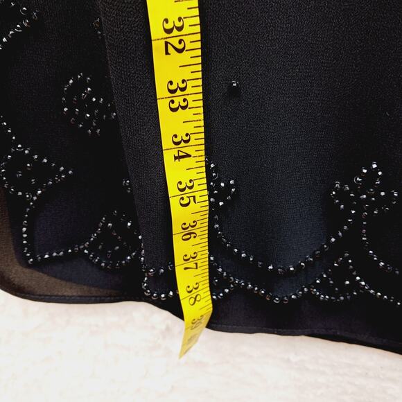 Skirt Maxi Size 18W Black Bead Scallop Evening Elegant Glam Formal Old Money - Picture 5 of 16